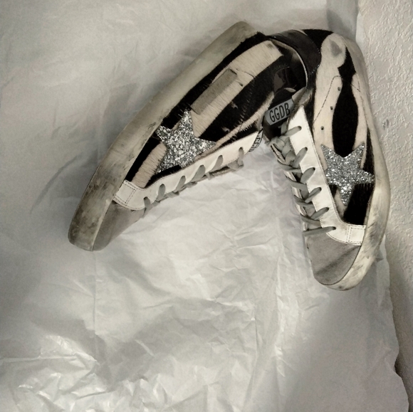 GOLDEN GOOSE GENIUNE CALF HAIR SIZE 38 ZEBRA PRINT - Picture 12 of 16